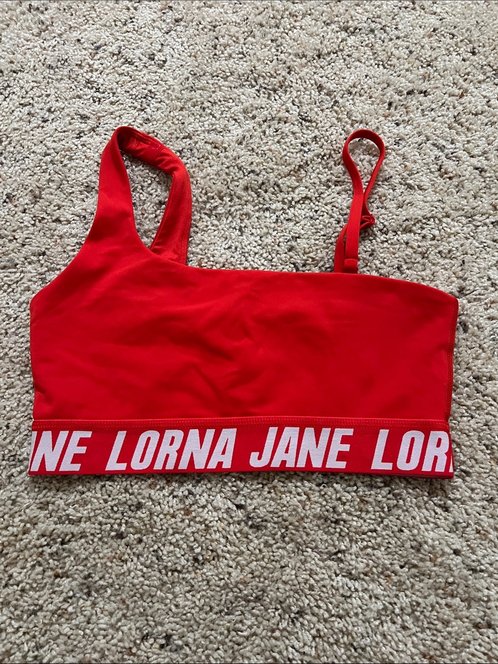 Lorna Jane Red Asymmetric Strappy Sports Crop